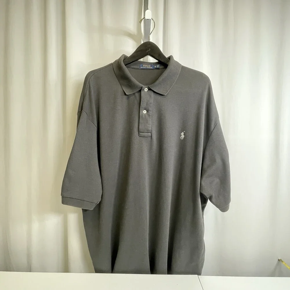 Polo Ralph Lauren Mens 2XB Big Charcoal Gray Polo Shirt White Pony 100% Cotton